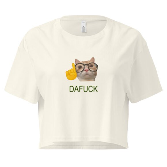 Dafuck Cat Y2K Baby Tee | Unbothered Kitten Retro Cropped Top | Confused Feline Vibes Meme Tee - Image 9