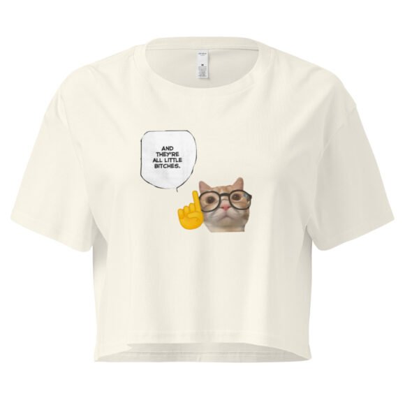 And Theyre Little Bitches Cat Y2K Baby Tee | Mean Catcore Retro Cropped Top | Feral Feminine Energy Meme Tee - Image 8