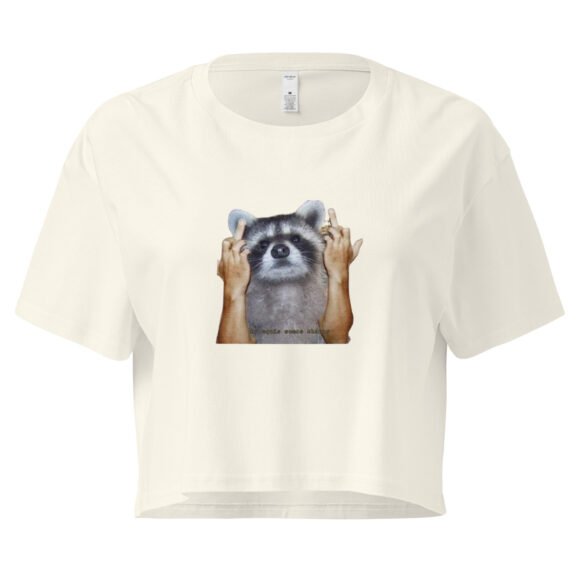 Fuck You Raccoon Y2K Baby Tee | Trash Animal Rage Retro Cropped Top | Angry Rodentcore Girl Tee - Image 9