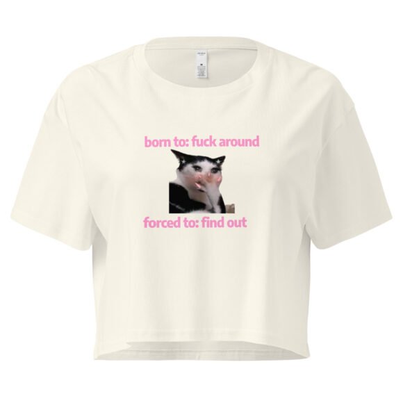 Born to Fuck Around Forced to Find Out Y2K Baby Tee | Chaos Theory Girl Retro Cropped Top | Certified Unhinged Meme Tee - Image 8