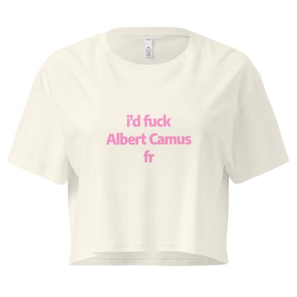 Id Fuck Albert Camus Y2K Baby Tee | French Existentialist Slut Retro Cropped Top | Camus Is Hotcore Tee - Image 9