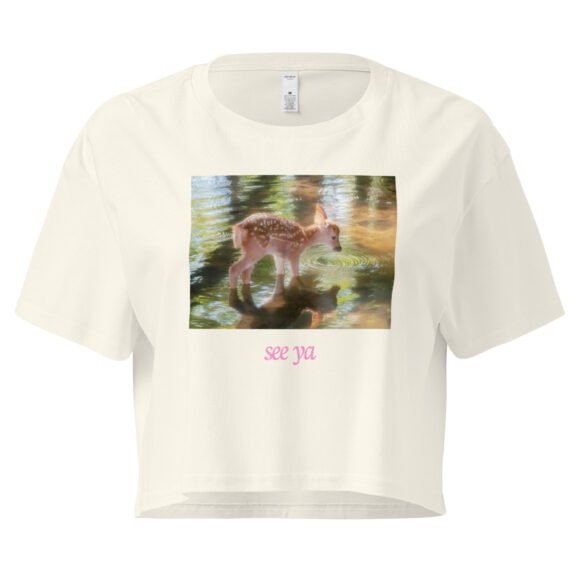 See Ya Deer Ethereal Dreamcore Y2K Baby Tee | Sad Girl in a Forest Retro Cropped Top | Softcore Cottage Baddie Tee - Image 9