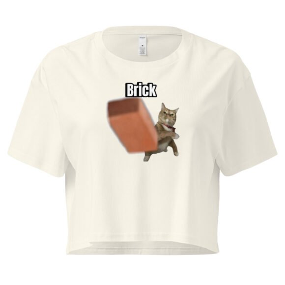 Brick Throwing Cat Meme Baby Tee | Throw Bricks Not Fits Y2K Cropped Top | Chaotic Catcore Alt-Girl Tee - Image 9