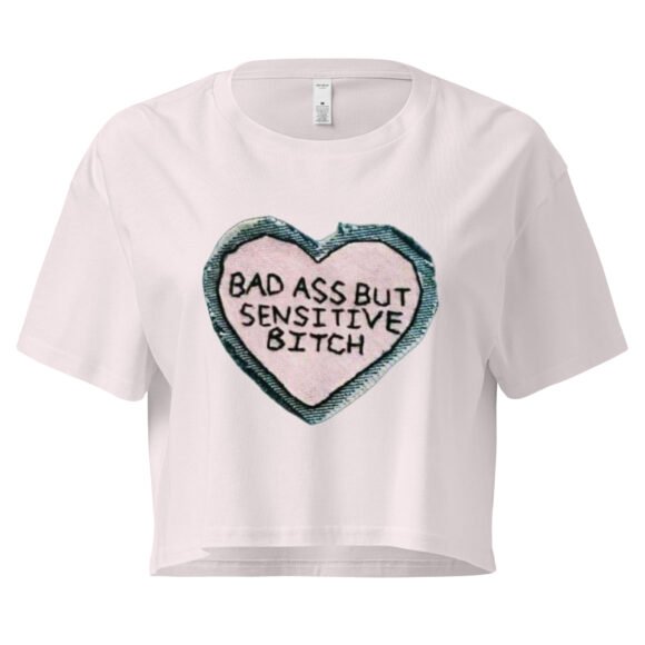“Bad Ass But Sensitive Bitch” Y2K Baby Tee | Fitted Y2K Crop Top for Badass Soft Girls - Image 8