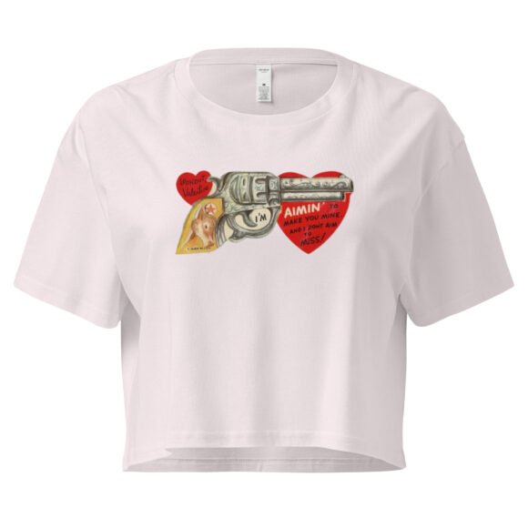 Gun and Heart Y2K Baby Tee | Softcore Violence Retro Cropped Top | Love and Rage Meme Tee - Image 8