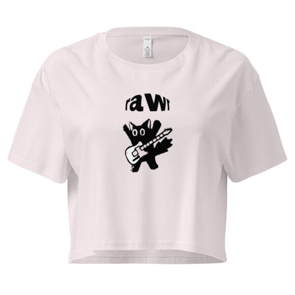 Rawr Rockstar Cat Y2K Baby Tee | Punk Kittycore Retro Cropped Top | Rockstar Meow Meme Tee - Image 6