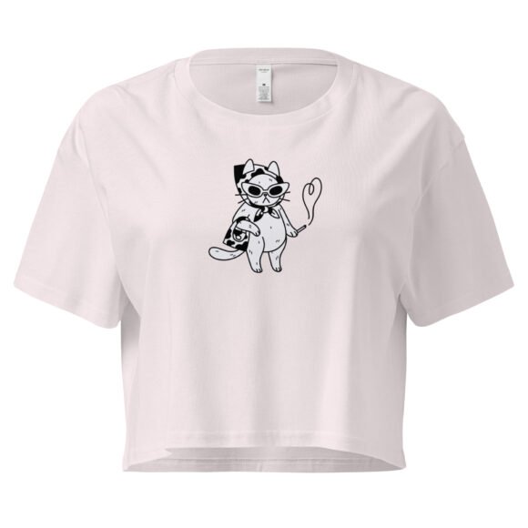 Cool Cat Lady Y2K Baby Tee | Feline Feminine Retro Cropped Top | Alt Auntie Meme Tee - Image 8