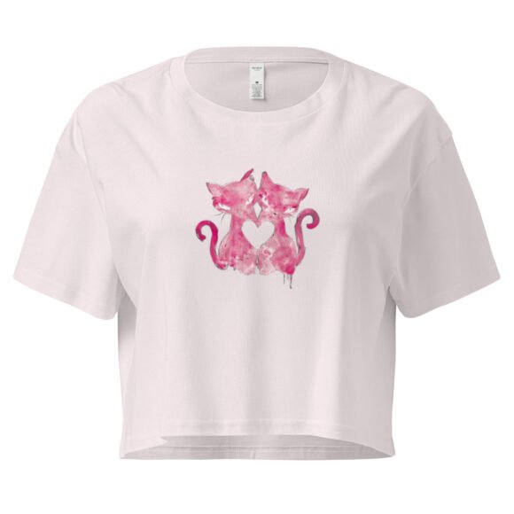 Cat Kissing Heart Y2K Baby Tee | Romantic Felinecore Retro Cropped Top | Kitty Love Story Meme Tee - Image 8