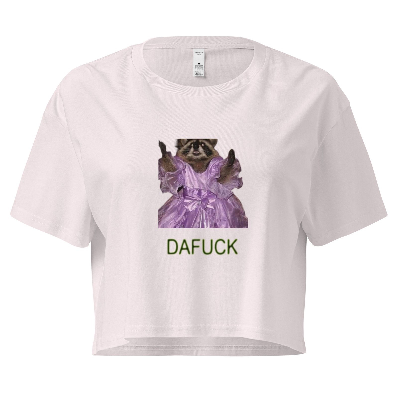 Dafuck Raccoon Y2K Baby Tee | Confused Trashcore Retro Cropped Top | Unhinged Meme Girl Tee - Image 8