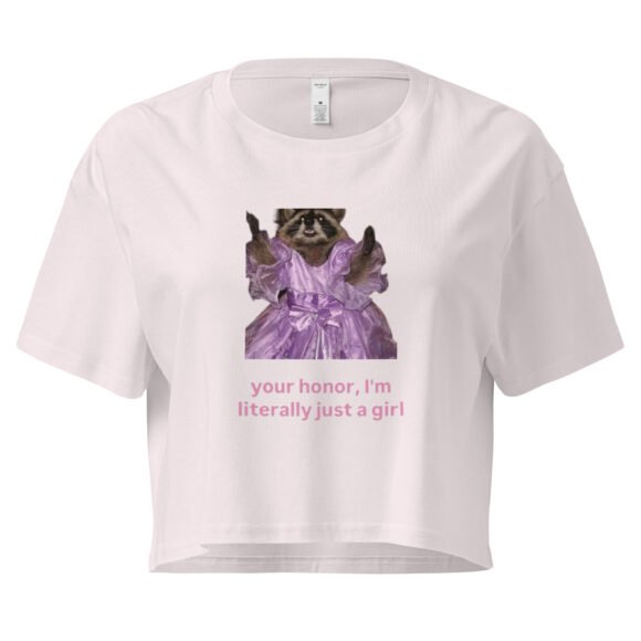 Your Honor I Am Just a Girl Raccoon Y2K Baby Tee | Trash Baby Retro Cropped Top | Rodentcore Slut Meme Tee - Image 8
