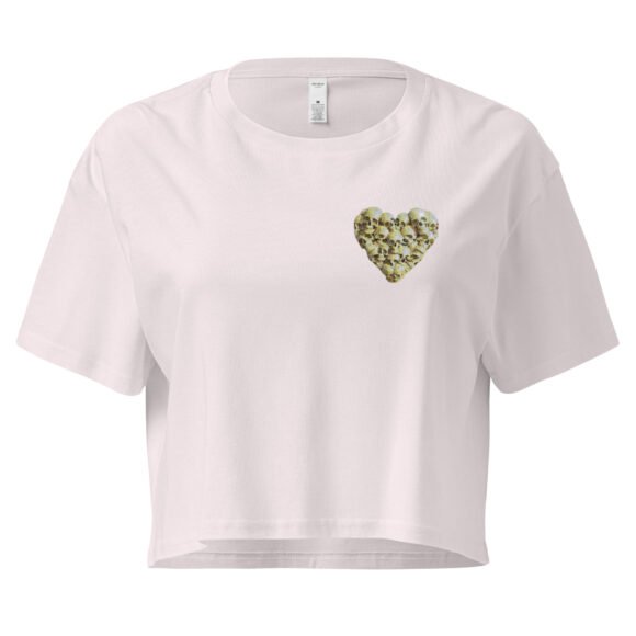Skull Heart Y2K Baby Tee | Goth Romance Retro Cropped Top | Emo Girlcore Meme Tee - Image 7