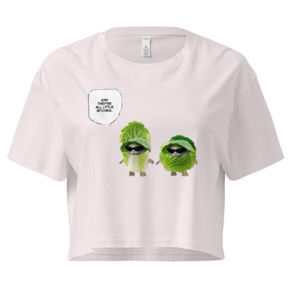 Little Bitches Cabbage Cat Y2K Baby Tee | Crunchy Feralcore Retro Cropped Top | Bitchy Bunny Girl Meme Tee - Image 8