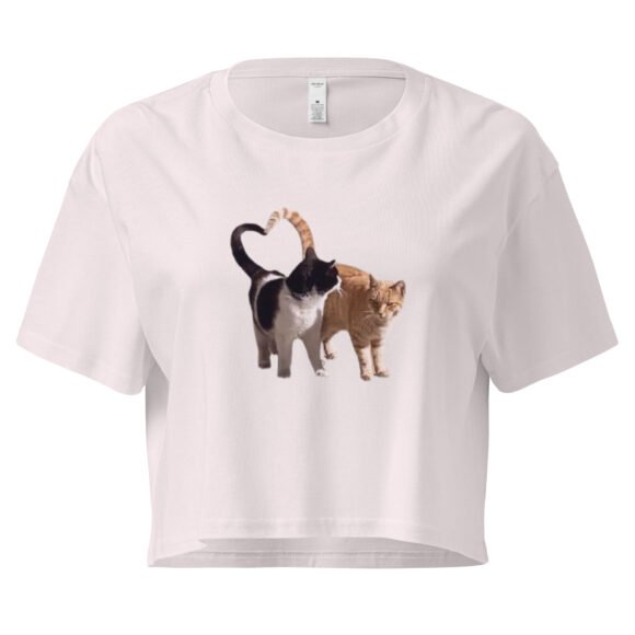 Heart Tail Cats Y2K Baby Tee | Romantic Catcore Retro Cropped Top | Soft Bimbo Cat Girl Meme Tee - Image 8