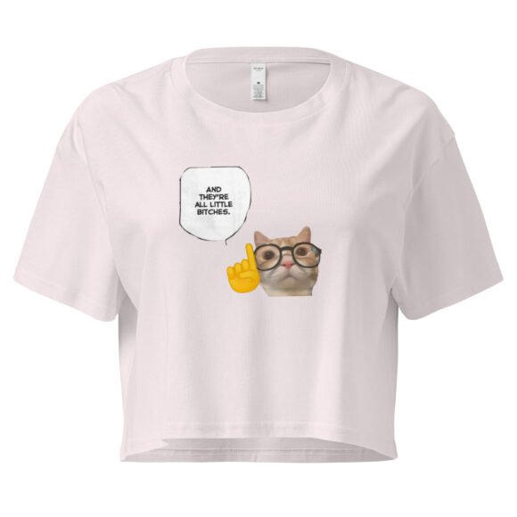 And Theyre Little Bitches Cat Y2K Baby Tee | Mean Catcore Retro Cropped Top | Feral Feminine Energy Meme Tee - Image 7