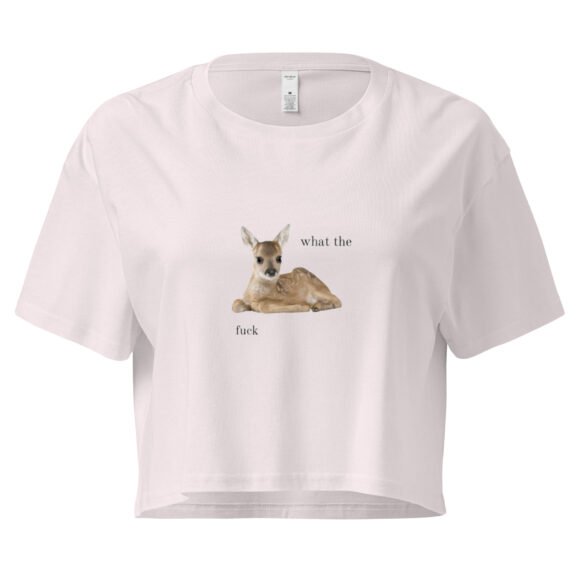 What the Fuck Deer Y2K Baby Tee | Surrealist Forestcore Retro Cropped Top | Weird Animal Meme Girl Tee - Image 8