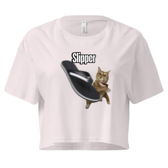Slipper Throwing Cat Meme Baby Tee | Chonk Rage Tee Y2K Cropped Top | Household Weapon Cat Retro Top - Image 7