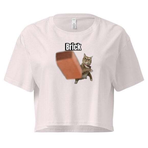 Brick Throwing Cat Meme Baby Tee | Throw Bricks Not Fits Y2K Cropped Top | Chaotic Catcore Alt-Girl Tee - Image 8