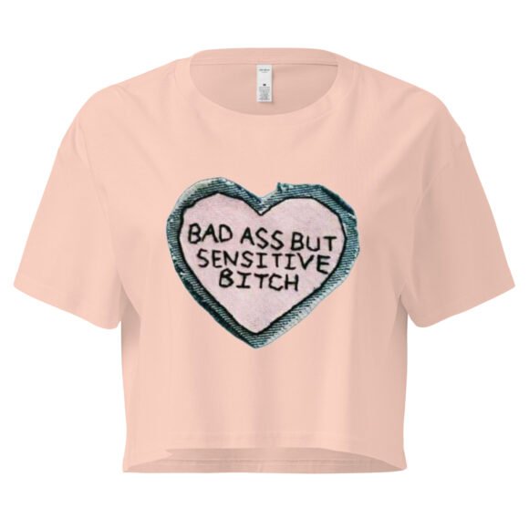 “Bad Ass But Sensitive Bitch” Y2K Baby Tee | Fitted Y2K Crop Top for Badass Soft Girls - Image 6