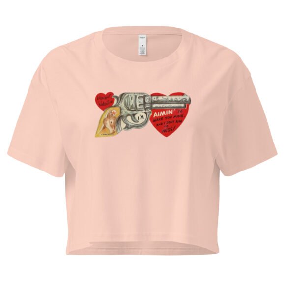 Gun and Heart Y2K Baby Tee | Softcore Violence Retro Cropped Top | Love and Rage Meme Tee - Image 6