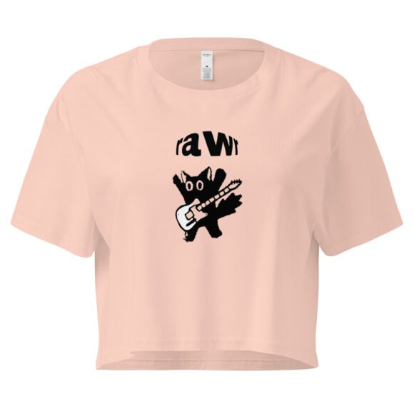 Rawr Rockstar Cat Y2K Baby Tee | Punk Kittycore Retro Cropped Top | Rockstar Meow Meme Tee - Image 4