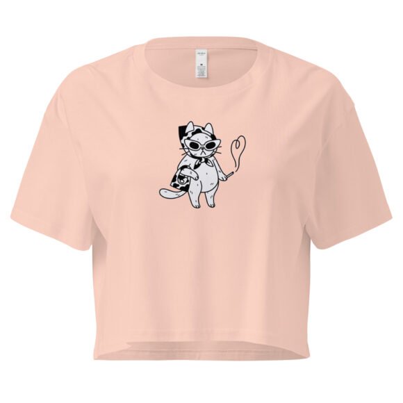 Cool Cat Lady Y2K Baby Tee | Feline Feminine Retro Cropped Top | Alt Auntie Meme Tee - Image 6
