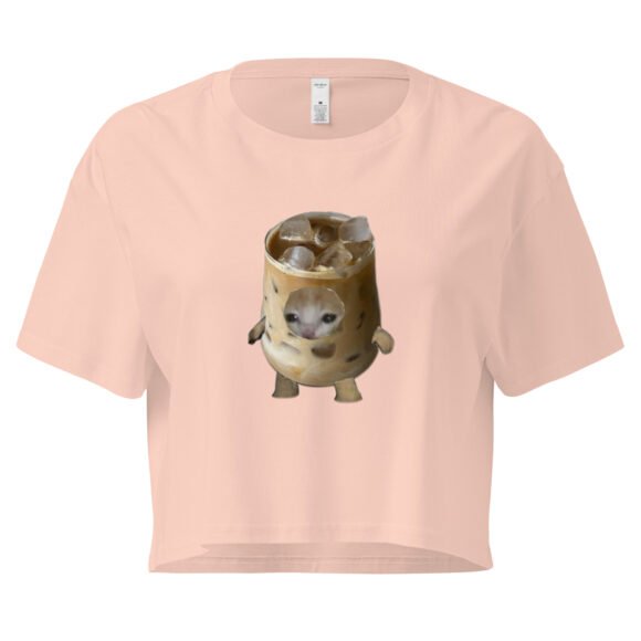 Coffee Cat Y2K Baby Tee | Hyper Kittycore Retro Cropped Top | Caffeinated Slut Meme Tee - Image 6