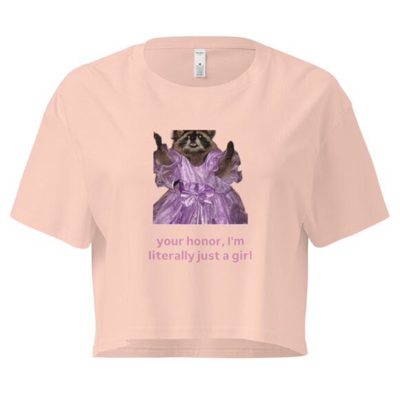Your Honor I Am Just a Girl Raccoon Y2K Baby Tee | Trash Baby Retro Cropped Top | Rodentcore Slut Meme Tee - Image 6