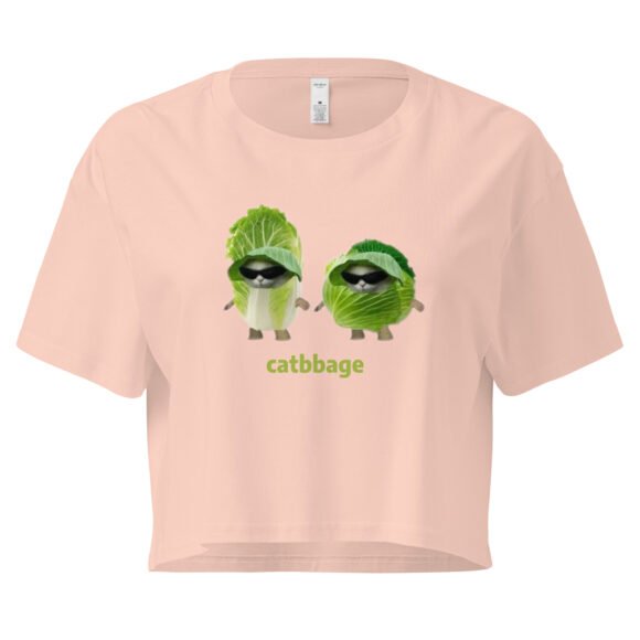 Catbbage Y2K Baby Tee | Kitty Lettucecore Retro Cropped Top | Surreal Feral Meme Tee - Image 6