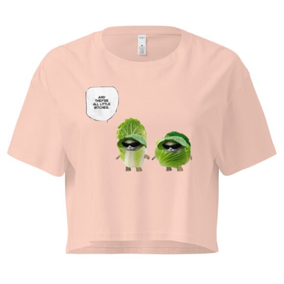 Little Bitches Cabbage Cat Y2K Baby Tee | Crunchy Feralcore Retro Cropped Top | Bitchy Bunny Girl Meme Tee - Image 6