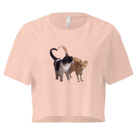 Heart Tail Cats Y2K Baby Tee | Romantic Catcore Retro Cropped Top | Soft Bimbo Cat Girl Meme Tee - Image 6