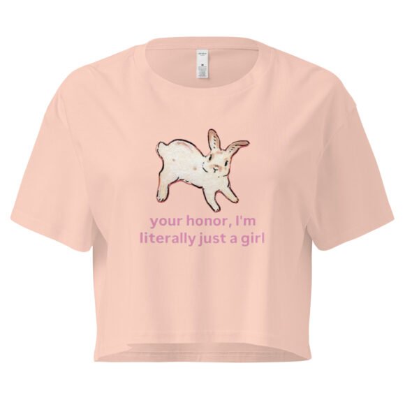Your Honor I Am Just a Girl Bunny Y2K Baby Tee | Bunnycore Court Statement Retro Cropped Top | Legal Bimbo Meme Tee - Image 6