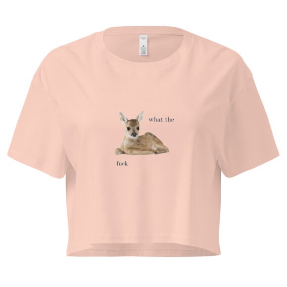 What the Fuck Deer Y2K Baby Tee | Surrealist Forestcore Retro Cropped Top | Weird Animal Meme Girl Tee - Image 6
