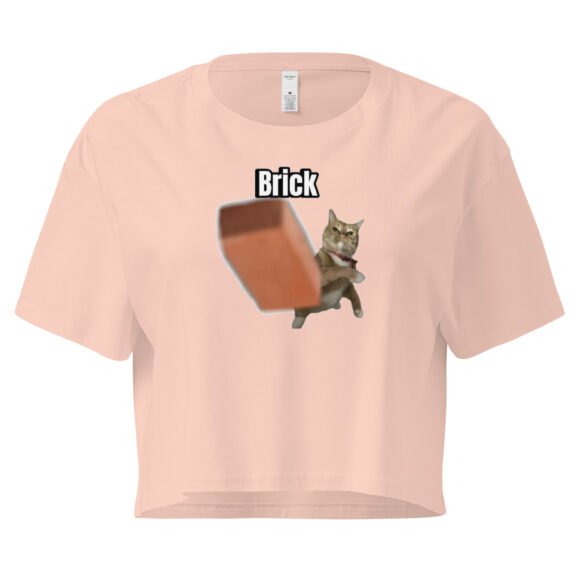 Brick Throwing Cat Meme Baby Tee | Throw Bricks Not Fits Y2K Cropped Top | Chaotic Catcore Alt-Girl Tee - Image 6