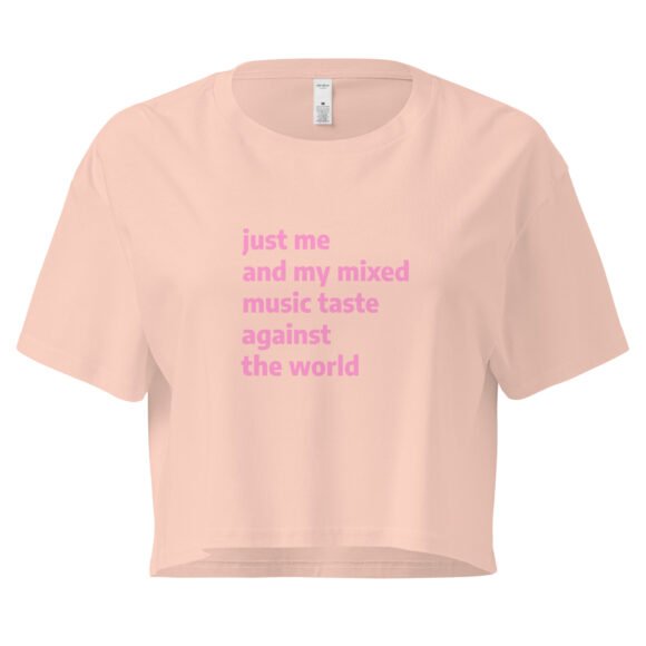 Just Me and My Music Taste Against the World Y2K Baby Tee | Music Taste vs The World Retro Cropped Top | Anti-Social Baddie Y2K Meme Tee - Image 5