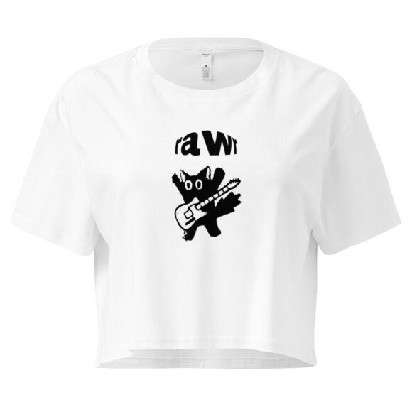 Rawr Rockstar Cat Y2K Baby Tee | Punk Kittycore Retro Cropped Top | Rockstar Meow Meme Tee - Image 9