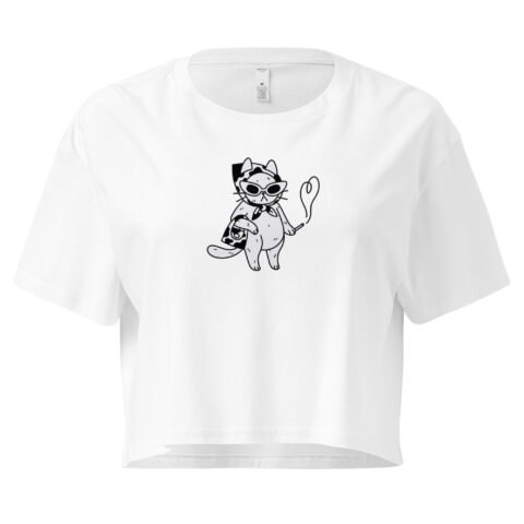 Cool Cat Lady Y2K Baby Tee | Feline Feminine Retro Cropped Top | Alt Auntie Meme Tee