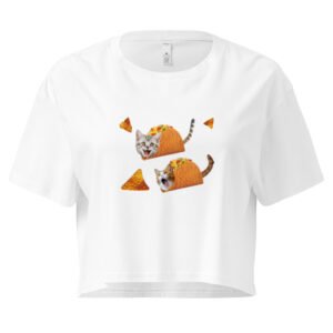 Catacos Y2K Baby Tee | Taco Tuesday Kitty Retro Cropped Top | Fast Food Animalcore Meme Tee
