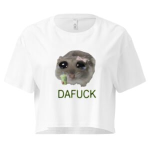 Dafuck Weeping Cat Y2K Baby Tee | Crying Feralcore Retro Cropped Top | Sad Kitty Girl Meme Tee