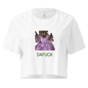 Dafuck Raccoon Y2K Baby Tee | Confused Trashcore Retro Cropped Top | Unhinged Meme Girl Tee
