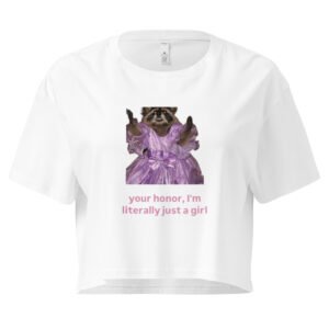 Your Honor I Am Just a Girl Raccoon Y2K Baby Tee | Trash Baby Retro Cropped Top | Rodentcore Slut Meme Tee