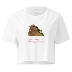 Your Honor I Am Just a Girl Cat Drinking Wine Y2K Baby Tee | Drunk Kittycore Retro Cropped Top | Legal Bimbo Vibes Meme Tee