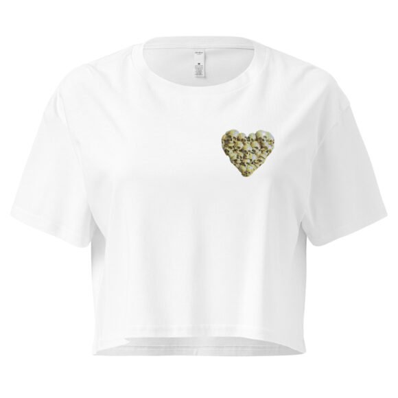 Skull Heart Y2K Baby Tee | Goth Romance Retro Cropped Top | Emo Girlcore Meme Tee - Image 10