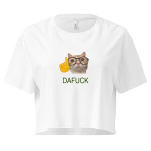 Dafuck Cat Y2K Baby Tee | Unbothered Kitten Retro Cropped Top | Confused Feline Vibes Meme Tee