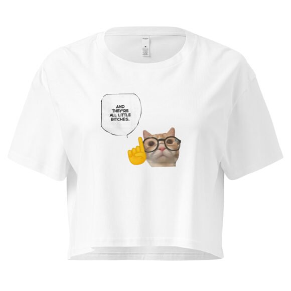 And Theyre Little Bitches Cat Y2K Baby Tee | Mean Catcore Retro Cropped Top | Feral Feminine Energy Meme Tee - Image 10