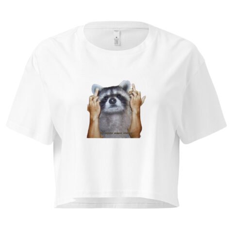 Fuck You Raccoon Y2K Baby Tee | Trash Animal Rage Retro Cropped Top | Angry Rodentcore Girl Tee