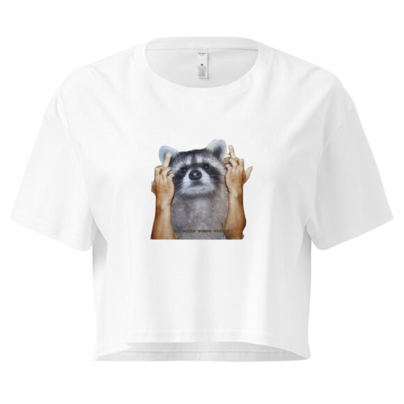 Fuck You Raccoon Y2K Baby Tee | Trash Animal Rage Retro Cropped Top | Angry Rodentcore Girl Tee