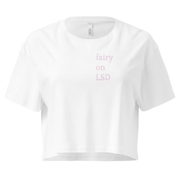 Fairy on LSD Y2K Baby Tee | Psychedelic Sprite Retro Cropped Top | Ethereal Drugcore Meme Tee - Image 10