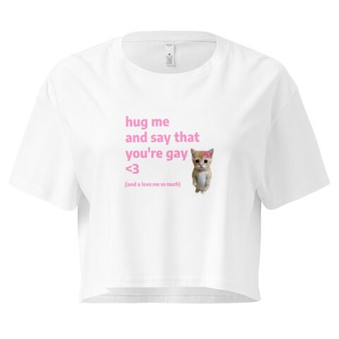 Hug Me and Say That Youre Gay and You Love Me Y2K Baby Tee | Queer Crybaby Cropped Top | Gay Sadgirl Meme Tee