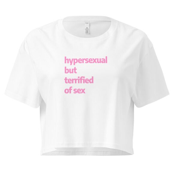 Hypersexual But Terrified of Sex Y2K Baby Tee | Paradox Slut Retro Cropped Top | Nervous Horny Energy Tee - Image 10