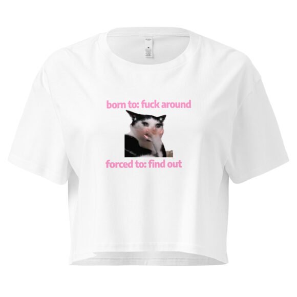 Born to Fuck Around Forced to Find Out Y2K Baby Tee | Chaos Theory Girl Retro Cropped Top | Certified Unhinged Meme Tee - Image 10